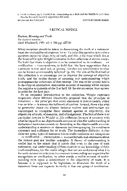PDF) Realism, Meaning and Truth