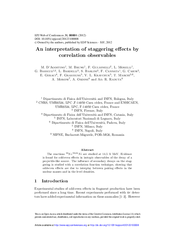 (PDF) An interpretation of staggering effects by correlation observables