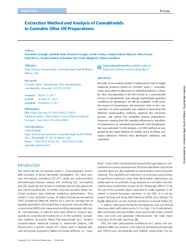 (PDF) Extraction Method and Analysis of Cannabinoids in Cannabis Olive ...