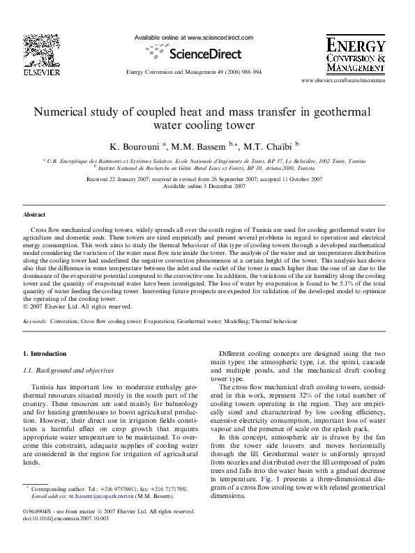 (PDF) Numerical study of coupled heat and mass transfer in geothermal ...