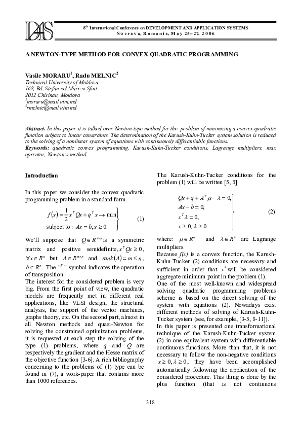 (PDF) A Newton-Type Method for Convex Quadratic Programming