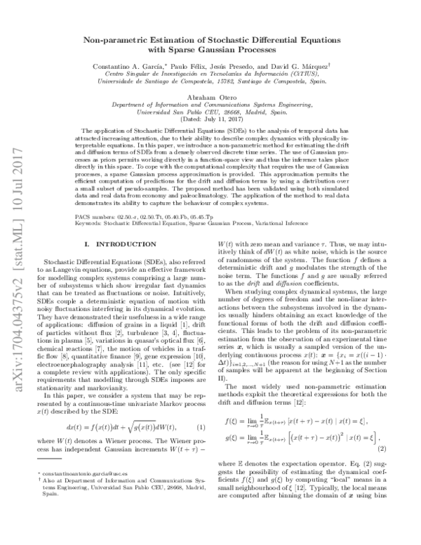 (PDF) Nonparametric estimation of stochastic differential equations ...