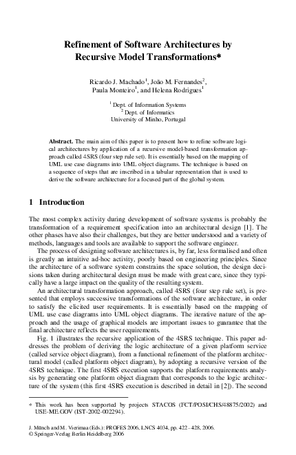 (PDF) Refinement of Software Architectures by Recursive Model ...