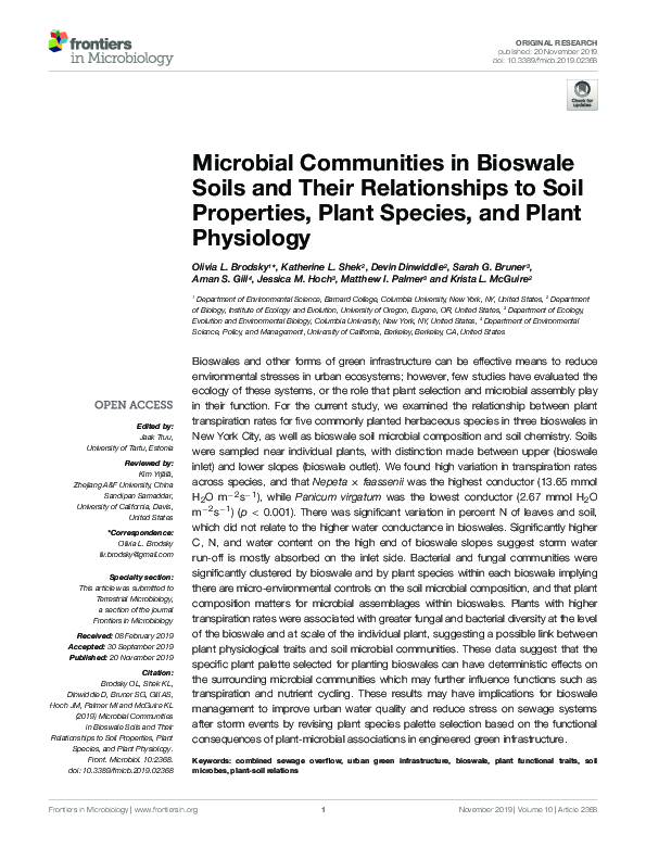 (PDF) Microbial Communities in Bioswale Soils and Their Relationships ...