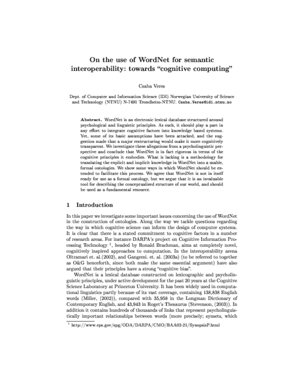 (PDF) On the use of WordNet for semantic interoperability: towards ...