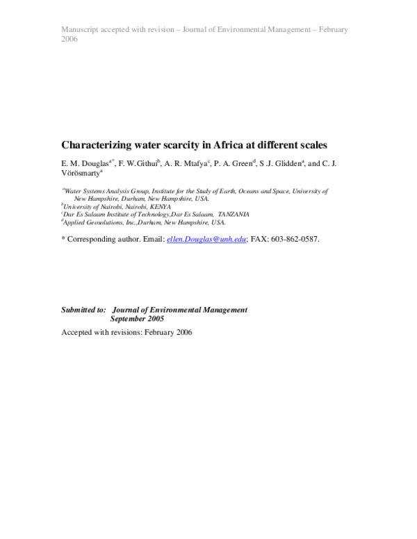 (PDF) Characterizing water scarcity in Africa at different scales
