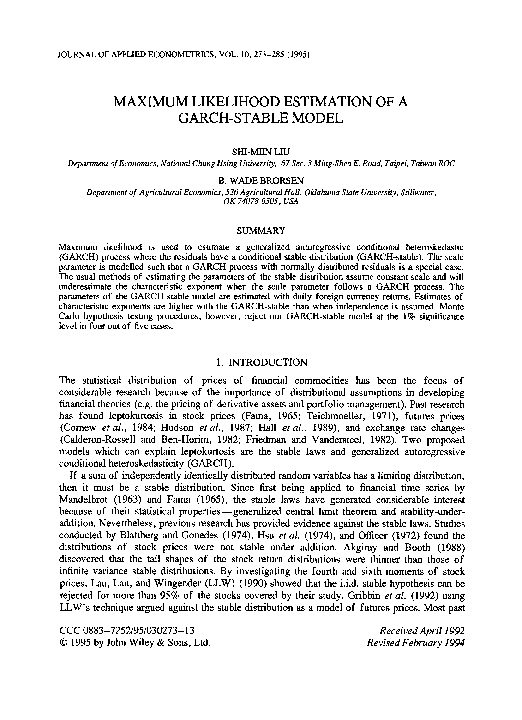 Maximum likelihood estimation of a GARCH-stable model