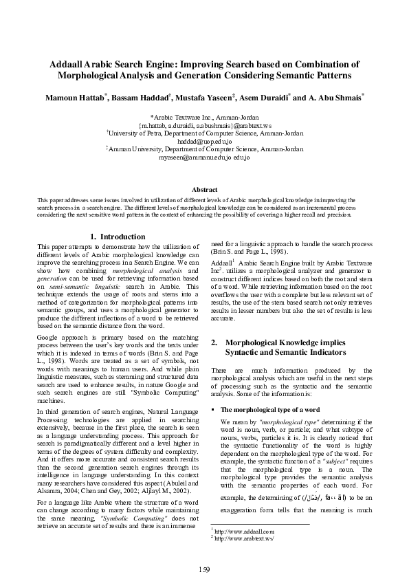 (PDF) Addaall Arabic Search Engine: Improving Search based on ...