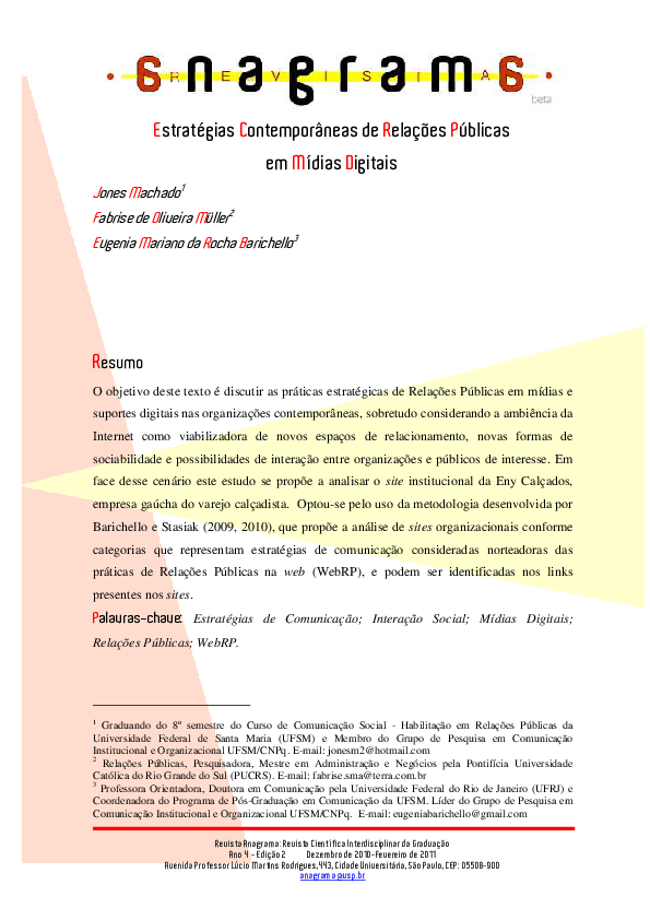 (PDF) Estratégias Contemporâneas de Relações Públicas em Mídias