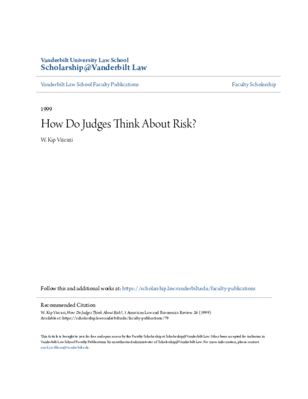 (PDF) How do Judges think about risk?