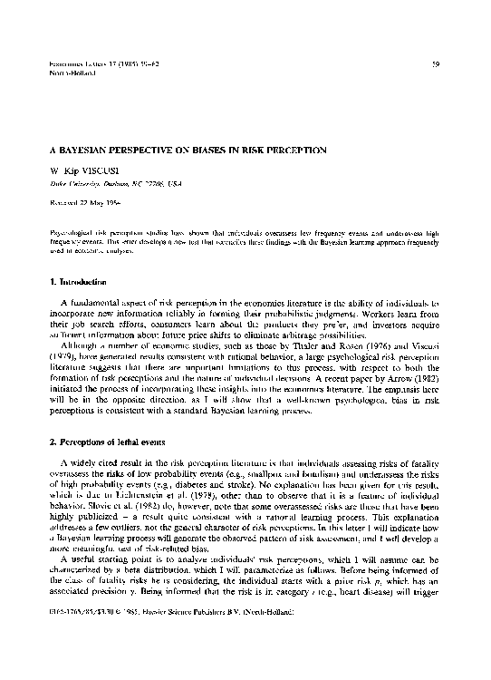 (PDF) A Bayesian perspective on biases in risk perception