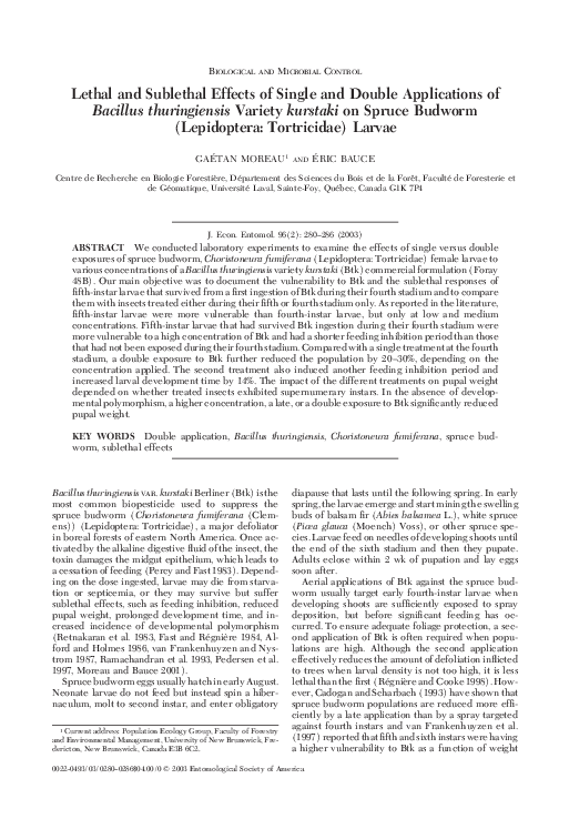(PDF) Lethal and Sublethal Effects of Single and Double Applications of ...