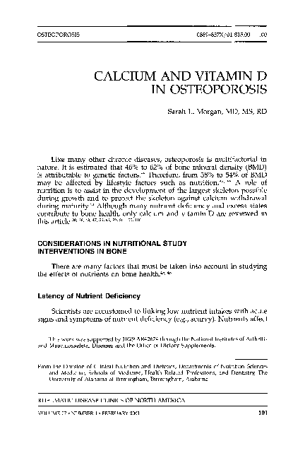 (PDF) Calcium and Vitamin D in Osteoporosis
