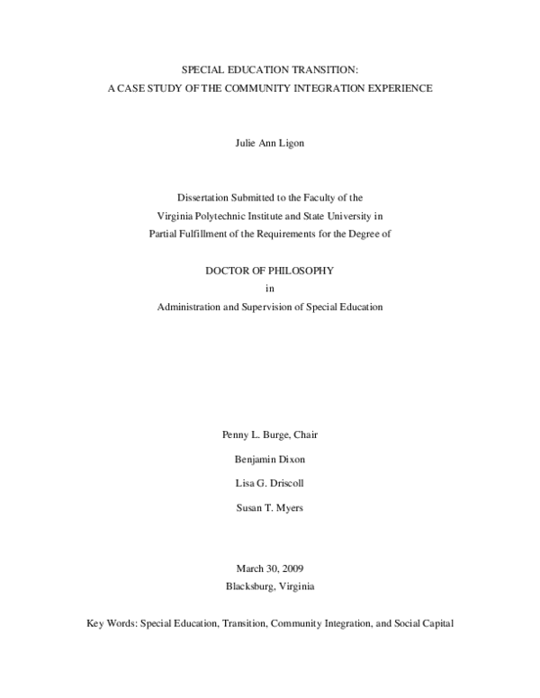 (PDF) Special Education Transition: A Case Study of the Community ...