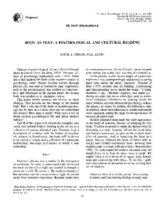 (PDF) Body as text: A psychological and cultural reading