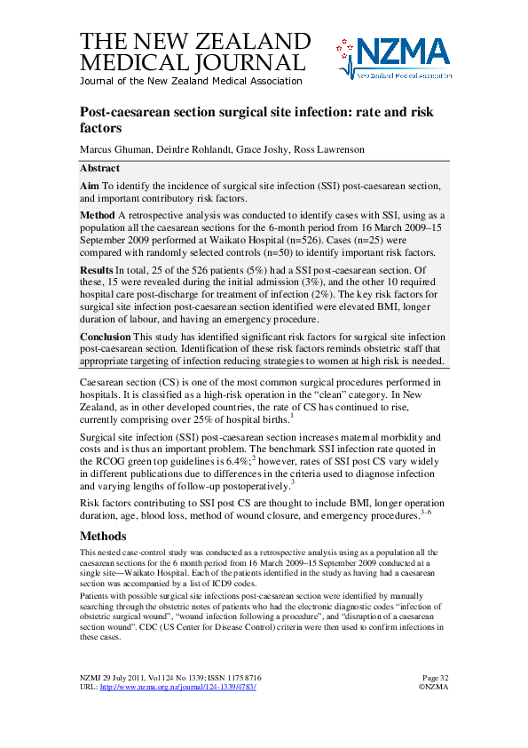 (PDF) Post-caesarean section surgical site infection: Rate and risk factors