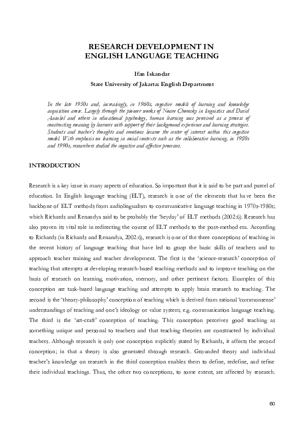 (PDF) Research Development in English Language Teaching