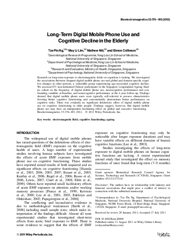 (PDF) Long-term digital mobile phone use and cognitive decline in the ...