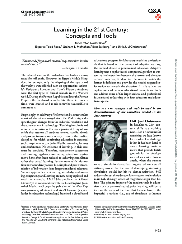 (PDF) Learning in the 21st Century: Concepts and Tools