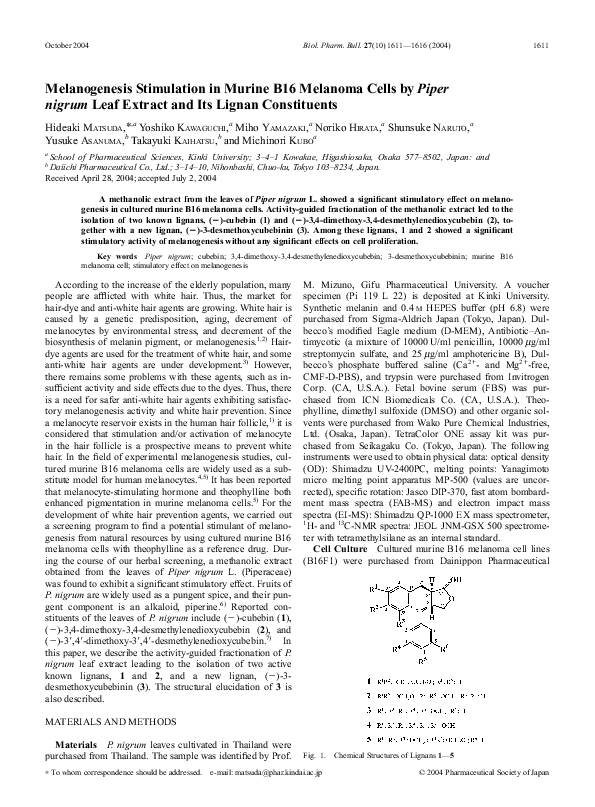 (PDF) Melanogenesis Stimulation in Murine B16 Melanoma Cells by Piper ...