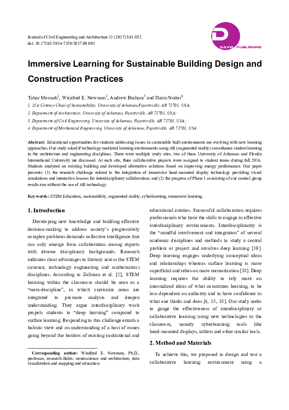 (PDF) Immersive Learning for Sustainable Building Design and ...