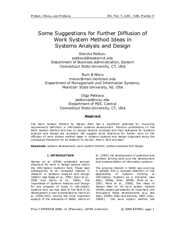 (PDF) Some Suggestions for Further Diffusion of Work System Method ...