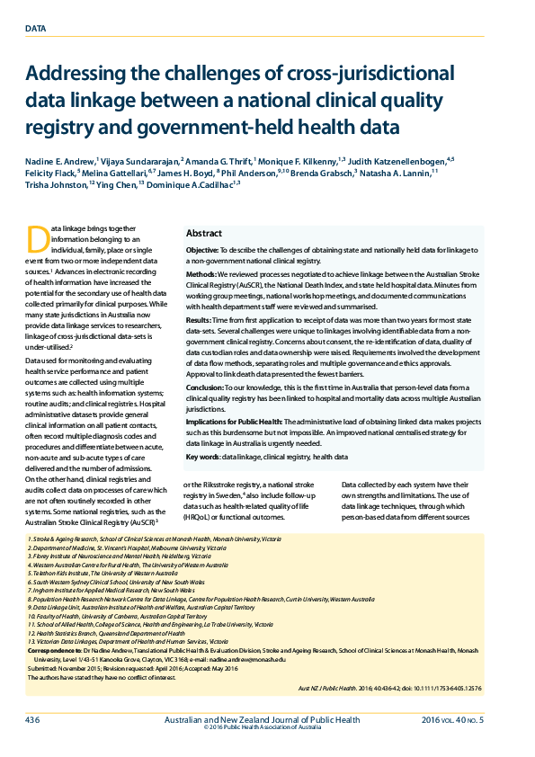 (PDF) Addressing the challenges of cross-jurisdictional data linkage ...