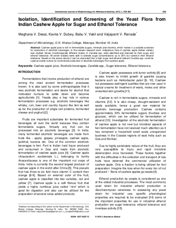 (PDF) Isolation, Identification and Screening of the Yeast Flora from ...