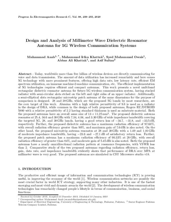 (PDF) Design and Analysis of Millimeter Wave Dielectric Resonator ...