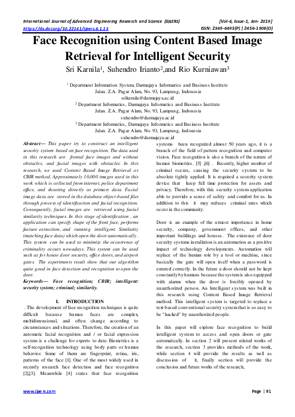 (PDF) Face Recognition using Content Based Image Retrieval for ...