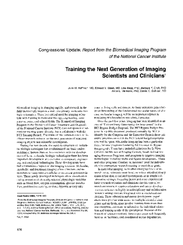 (PDF) Training the next generation of imaging scientists and clinicians