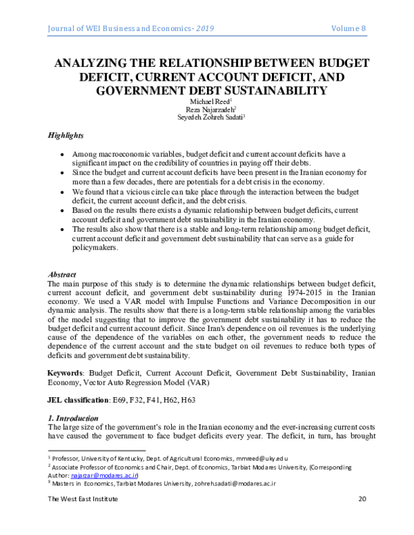 (PDF) Analyzing the Relationship between Budget Deficit, Current ...