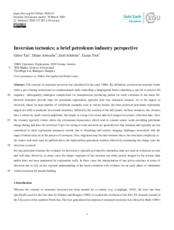 (PDF) Inversion tectonics: a brief petroleum industry perspective