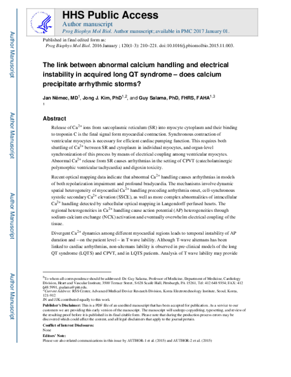 (PDF) The link between abnormal calcium handling and electrical ...