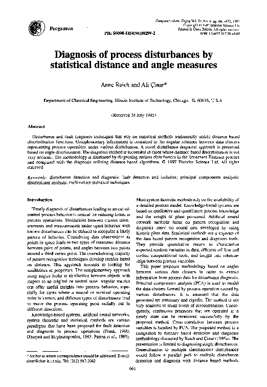 (PDF) Diagnosis of process disturbances by statistical distance and ...