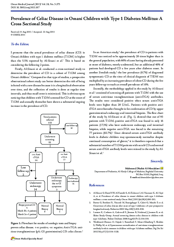 (PDF) Prevalence of Celiac Disease in Omani Children with Type 1 ...