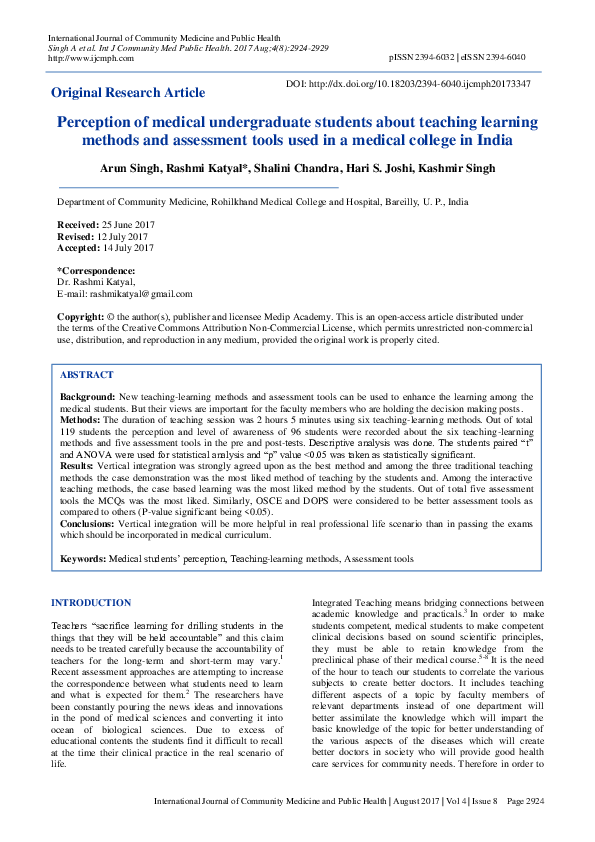 (PDF) Perception of medical undergraduate students about teaching ...