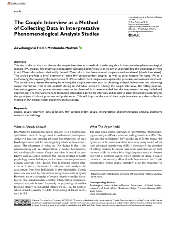 (PDF) The Couple Interview as a Method of Collecting Data in ...