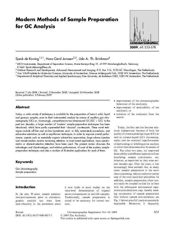 (PDF) Modern Methods of Sample Preparation for GC Analysis