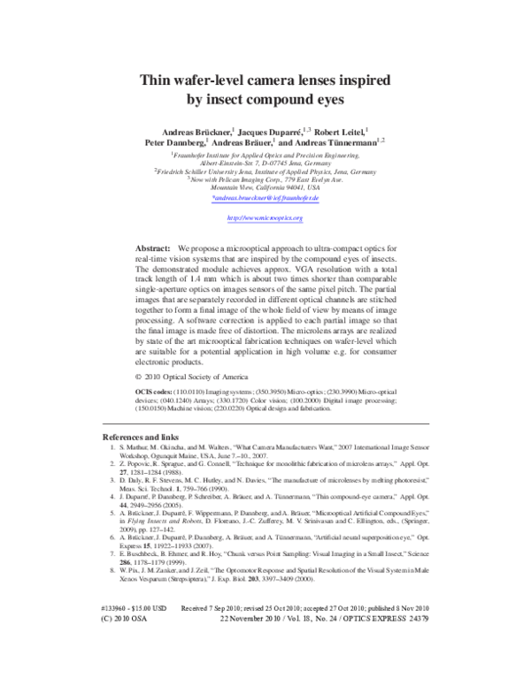 (PDF) Thin wafer-level camera lenses inspired by insect compound eyes