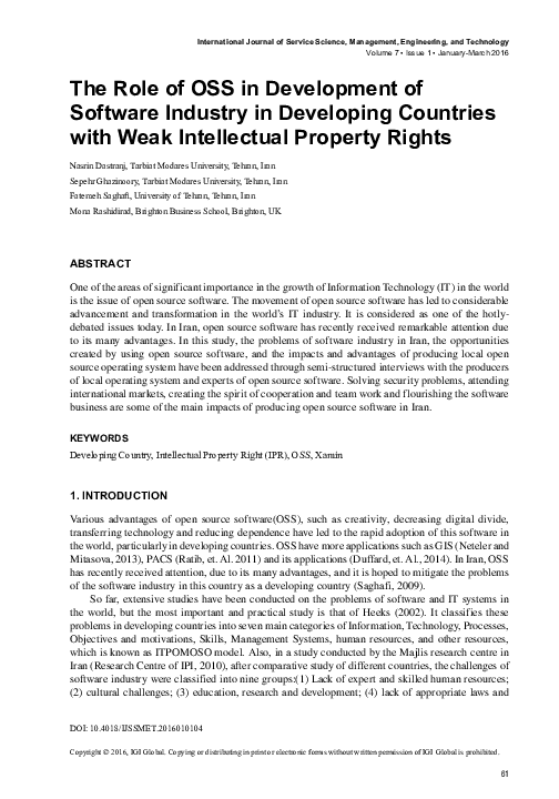 (PDF) The Role of OSS in Development of Software Industry in Developing ...