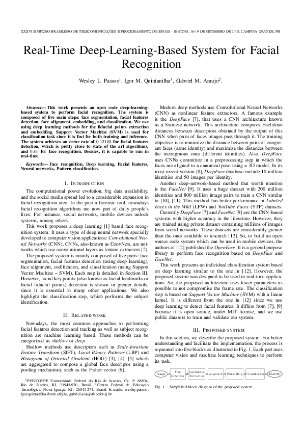 Pdf Real Time Deep Learning Based System For Facial Recognition