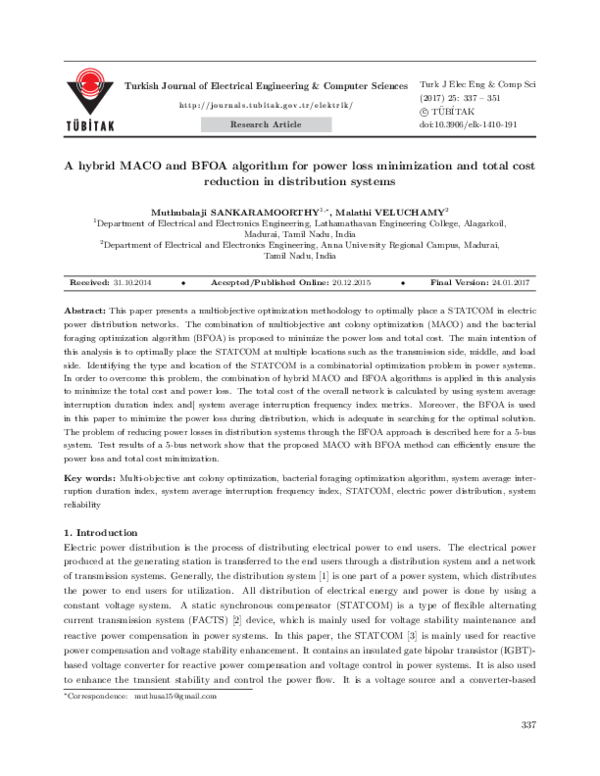 (PDF) A hybrid MACO and BFOA algorithm for power loss minimization and ...