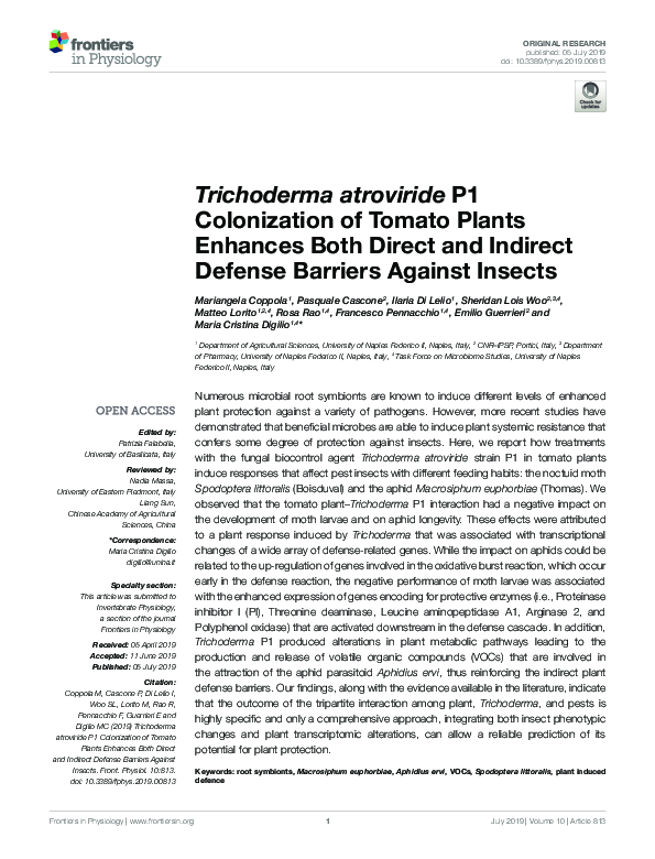(PDF) Trichoderma atroviride P1 Colonization of Tomato Plants Enhances ...