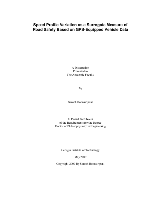 (PDF) Speed profile variation as a surrogate measure of road safety ...