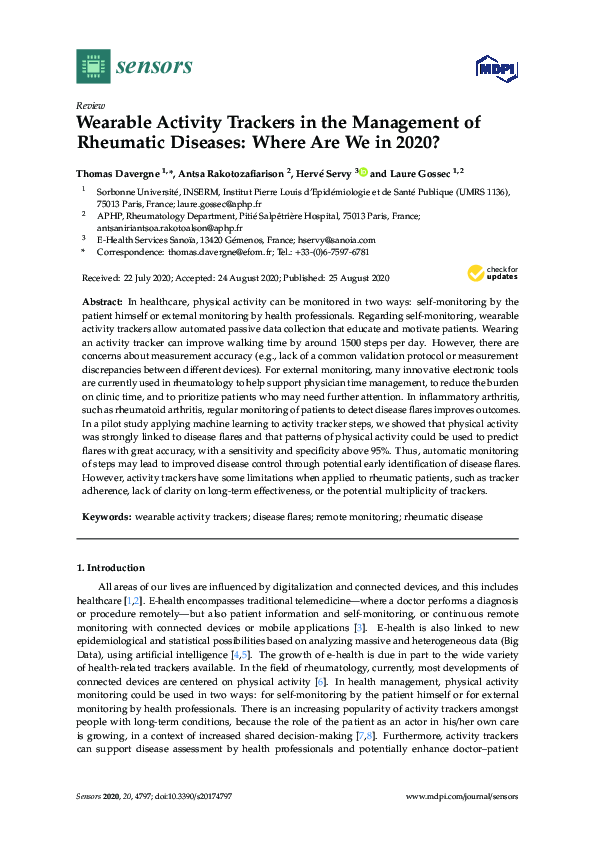 (PDF) Wearable Activity Trackers in the Management of Rheumatic ...