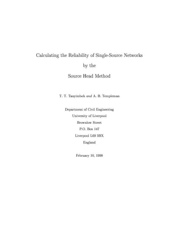 (PDF) A New Method for Calculating the Reliability of Single-Source ...