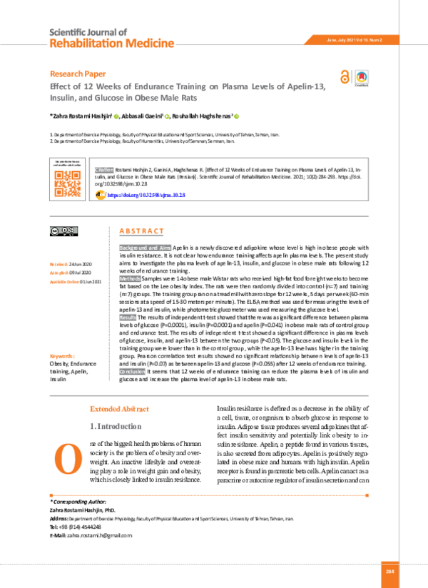 (PDF) Effect of 12 Weeks of Endurance Training on Plasma Levels of ...