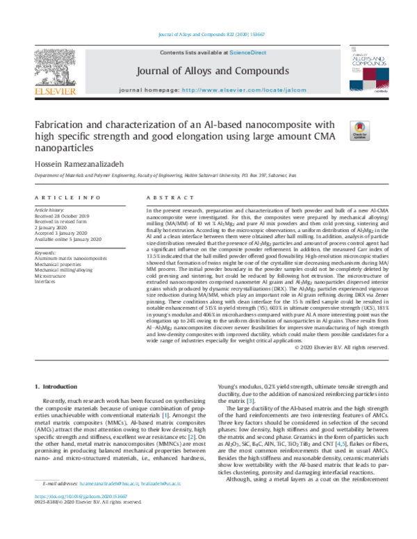 (PDF) Fabrication and characterization of an Al-based nanocomposite ...