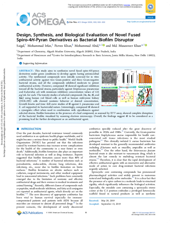 (PDF) Design, Synthesis, and Biological Evaluation of Novel Fused Spiro ...